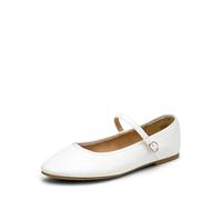 DREAM PAIRS Women's Ballet Flats Mary Jane Shoes, Round Toe Comfortable Dressy Casual Slip-on Work Daily Soft Flat Shoes,Size 4,White-Pu,SDFA2441W