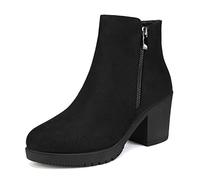 DREAM PAIRS Women's Black Chunky Heel Ankle Boots Platform Booties Z0EY-2 Size 9.5 US/ 7.5 UK