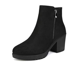 DREAM PAIRS Women's Black Chunky Heel Ankle Boots Platform Booties Z0EY-2 Size 9.5 US/ 7.5 UK