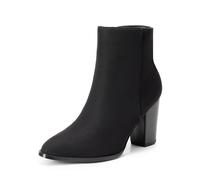 DREAM PAIRS Women's Block Heel Ankle Boots,Black/Suede,7