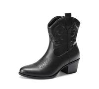 DREAM PAIRS Women's Block Heel Round Toe Ankle Boots,Black,4.5