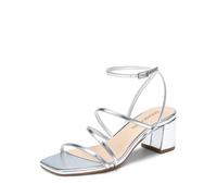 DREAM PAIRS Womens Block Heels 2 inch Strappy Square Toe Dressy Chunky Low Heeled Sandals for Party Wedding Evening,Size 7.5,Silver-Metallic,DWUMHS2512