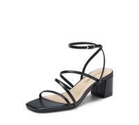 DREAM PAIRS Womens Block Heels 2 inch Strappy Square Toe Dressy Chunky Low Heeled Sandals for Party Wedding Evening,Size 4,Black-Pu,DWUMHS2512