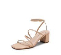 DREAM PAIRS Womens Block Heels Strappy Sandals,Nude-Pu,5.5