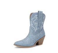 DREAM PAIRS Women's Boots Chunky Heel Ankle Booties Shoes,Size 4.5,Denim Blue,SDAB2302W