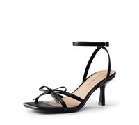 DREAM PAIRS Women's Bow Heels -Kitten Heels for Women, Square Toe Strappy Heeled Sandals, Elegant Wedding & Bridal Bownots Sandals for Formal & Special Occasions,Size 7,Black,SDHS25073W