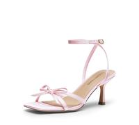 DREAM PAIRS Women's Bow Heels -Kitten Heels for Women, Square Toe Strappy Heeled Sandals, Elegant Wedding & Bridal Bownots Sandals for Formal & Special Occasions,Size 6.5,Pink,SDHS25073W