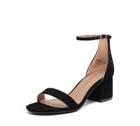 DREAM PAIRS Womens Bridal Sandals Glitter Ladies Mid Low Block Heels Ankle Strap Strappy Wedding Party Evening Prom Open Toe Shoes Low-Chunk,Size 6W,Black,DWUWHS2502