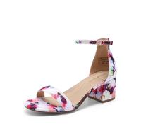 DREAM PAIRS Womens Bridal Sandals Glitter Ladies Mid Low Block Heels Ankle Strap Strappy Wedding Party Evening Prom Open Toe Shoes Low-Chunk,Size 3.5,Floral,Low-Chunk