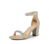 DREAM PAIRS Women's Bridal Sandals Glitter Ladies Mid Low Block Heels Ankle Strap Strappy Wedding Party Evening Prom Open Toe Shoes SDHS2440W,Size 5,Gold-Glitter,SDHS2440W