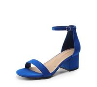 DREAM PAIRS Womens Bridal Sandals Glitter Ladies Mid Low Block Heels Ankle Strap Strappy Wedding Party Evening Prom Open Toe Shoes Low-Chunk,Size 3.5,Royal/Blue,Low-Chunk