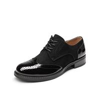 DREAM PAIRS Womens Brogue Lace up Ladies Flat Low Heel Smart Vintage Oxfords School Shoes,Size 6.5,Black,SDOX2201W-E