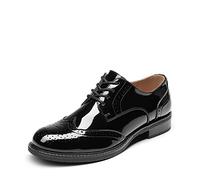 DREAM PAIRS Womens Brogue Lace up Ladies Flat Low Heel Smart Vintage Oxfords School Shoes,Size 6.5,Black/Patent,SDOX2201W-E
