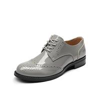 DREAM PAIRS Womens Brogue Lace up Ladies Flat Low Heel Smart Vintage Oxfords School Shoes,Size 6.5,Light/Grey,SDOX2201W-E