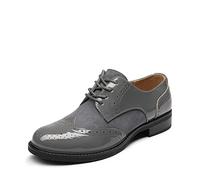 DREAM PAIRS Womens Brogue Lace up Ladies Flat Low Heel Smart Vintage Oxfords School Shoes,Size 6,Dark/Grey,SDOX2201W-E