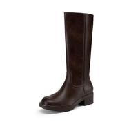 DREAM PAIRS Women's Campus Boots Knee High,Dark Brown,4.5 | Square Round Toe,Riding Tall Boots,Side Zipper,Chunky Block Heel,Banana Yellow Brown Color,Summer Fall Fashion Daily Boots