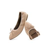 DREAM PAIRS Women's Casual Pointed Toe Ballet Comfort Soft Slip On Flats Shoes,Size 4,Nude,DWUMFA2530