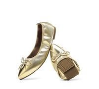 DREAM PAIRS Women's Casual Pointed Toe Ballet Comfort Soft Slip On Flats Shoes,Size 5.5,Gold,DWUMFA2530