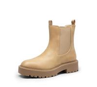 DREAM PAIRS Women's Chelsea Ankle Boots Fashion Low Heel Lug Sole Platform Fall Booties Shoes,Size 3.5,Nude-Nubuck,SDAB2412W