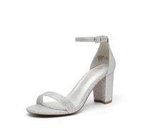 DREAM PAIRS Women's Chunky Block Heel Sandals | Open Toe Adjustable Ankle Strap Chunky Dress Heels, Fashion Heeled Sandals for Prom, Wedding Guest and Formal Events