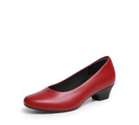 DREAM PAIRS Women's Chunky Closed Toe Dress Low Block Heels Comfortable Slip On Work Pumps Wedding Casual Shoes,Size 9,Red,SDPU26009W