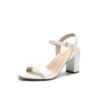 DREAM PAIRS Women's Chunky Heels Block Round Open Toe Ankle Strap Heel Fashion Wedding Party Comfort Dress Sandals Shoes,Size 7,White,DWUMHS2528