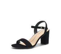 DREAM PAIRS Women's Chunky Heels Block Round Open Toe Ankle Strap Heel Fashion Wedding Party Comfort Dress Sandals Shoes,Size 7.5,Black-Nubuck,DWUMHS2528
