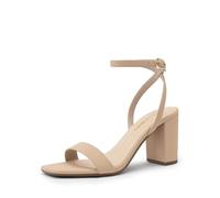 DREAM PAIRS Women's Chunky Heels Square Open Toe Ankle Buckle Strappy Block Heeled Sandals for Party Wedding Daily,Size 9,Nude-Nubuck,DWUMHS2518