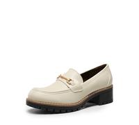 DREAM PAIRS Women's Chunky Loafers Dressy Shoes,Beige-Pu,6.5