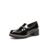 DREAM PAIRS Women's Chunky Loafers Dressy Shoes,Black-Pat,9
