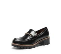 DREAM PAIRS Women's Chunky Loafers Dressy Shoes,Black-Pu,7