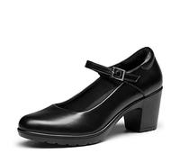 DREAM PAIRS Women's Chunky Low Block Heels Mary Janes,Black,6.5
