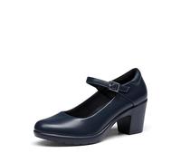 DREAM PAIRS Women's Chunky Low Block Heels Mary Janes,Size 9,Navy Blue