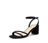 DREAM PAIRS Women's Chunky Strappy Heels Square Open Toe Ankle Buckle Low Heels Sandals for Daily Wedding Party Dress,Size 6,Black,SDHS2496W