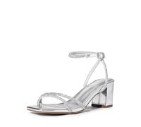 DREAM PAIRS Women's Chunky Strappy Heels Square Open Toe Ankle Buckle Low Heels Sandals for Daily Wedding Party Dress,Size 7.5,Silver-Rhinestone,SDHS2496W