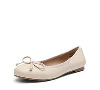 DREAM PAIRS Womens Classic Bow Flats Ballerina Slip on Formal Casual Pumps Style Shoes,Size 6.5,Beige,SDFA2203W-E