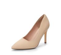 DREAM PAIRS Women's Closed Pointed Toe High Heels,Nude/Nubuck,7.5