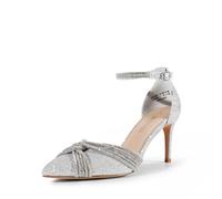 DREAM PAIRS Women's Closed Toe Dress Pumps Shoes,Size 6.5,Silver-Glitter,SDPU2402W