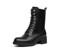DREAM PAIRS Women's Combat Boots Lace-up Biker Booties Mid-Calf Military Winter Boots,Size 10,Black/PU,DMB214