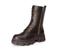 DREAM PAIRS Womens Combat Boots Lace up Mid Calf Low Heel Chunky Platform Lug Sole Boots,Size 3.5,Brown-Pu,DMB215