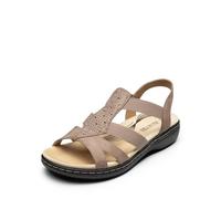 DREAM PAIRS Women's Comfortable Arch Support Dressy Flat Sandals Elastic Open Toe Walking Shoes for Summer,Size 4.5,Taupe,SDFS2420W