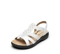 DREAM PAIRS Women's Comfortable Arch Support Dressy Flat Sandals Elastic Open Toe Walking Shoes for Summer,Size 9,White,SDFS2420W
