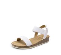 DREAM PAIRS Women's Comfortable Dressy Cork Low Wedge Heels Cute Summer One Band Casual Flat Sandals with Adjustable Ankle Strap,Size 6.5,White,DWUMFS2525