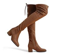DREAM PAIRS Women's Comfy Over The Knee Thigh High Chunky Boots Long Stretch Sexy Fall Boots for Party Wedding Or Dating,Size 4.5,Brown/Suede,Laurence