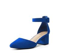 DREAM PAIRS Womens Court Shoes Elastic Ankle Straps ANNEE,Size 7.5,Royal/Blue,ANNEE