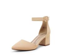 DREAM PAIRS Womens Court Shoes Elastic Ankle Straps ANNEE,Size 7,Nude/Nubuck,ANNEE