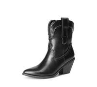DREAM PAIRS Women's Cowboy Ankle Boots Western Fashion Cowgirl Mild Calf Boots Low Chunky Block Heel Pointed Toe Fall Booties Shoes