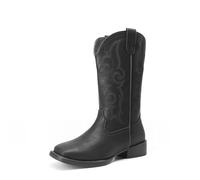 DREAM PAIRS Women's Cowboy Boots Embroidered,All Black,8