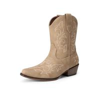 DREAM PAIRS Women's Cowboy Cowgirl Western Ankle Boots,Camel,8