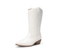 DREAM PAIRS Women's Cowboy Cowgirl Western Mid Calf Boots | 3.5cm elevated heel, round toe, soft lining, 25 cm high shaft delivers stability and support, pull-on tabs
